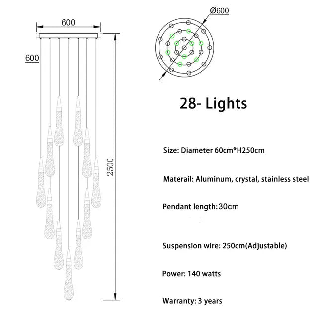 LED Crystal Chandelier for Home Decor & Lighting - Modern & Elegant Ceiling Light