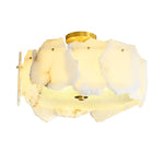 Ivory White Marble Copper LED Ceiling Light Luxury Modern Fixture