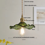 Walnut Wood LED Pendant Light Fixture with Adjustable Green Glass Shade