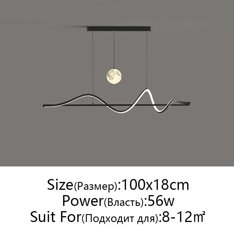 LED Pendant Light - Modern White/Black Long Line for Home, Restaurant, Office