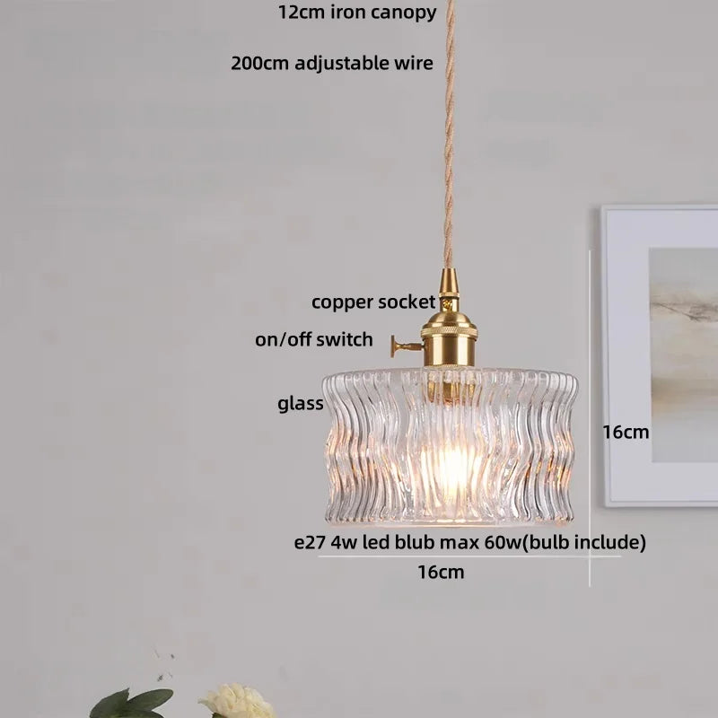 Wicker Glass LED Pendant Light - Modern Adjustable Fixture for Restaurant & Coffee Bar