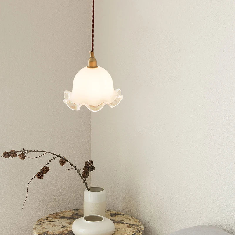 Copper Glass Chandelier LED Pendant Lights for Dining Room Bedroom Bar