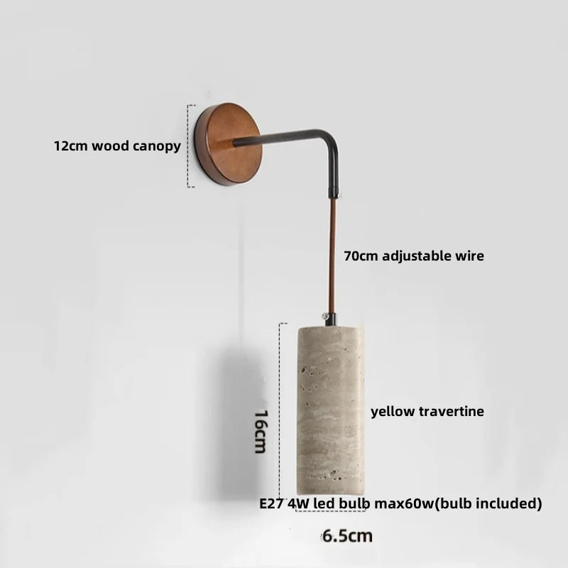 Yellow Travertine LED Wall Lamp Sconce Adjustable Stair Light Fixtures