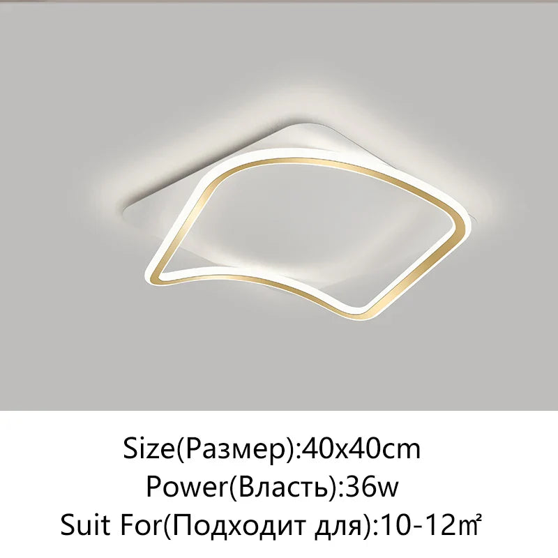 Golden LED Ceiling Chandelier: Modern Simplicity for Living, Dining, and Bedrooms