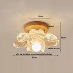 Wood LED Ceiling Light Milk Yellow Resin Plafond Lamp Modern Nordic Decor
