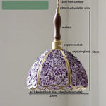 Afralia™ Copper Walnut LED Pendant Lamp Crystal Glass Hanging Light