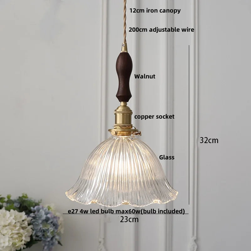 Adjustable LED Pendant Lights Ash Wood White Ceramic Modern Hanging Lamp