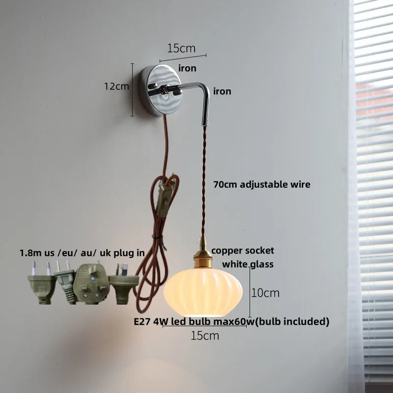 Afralia™ Ceramic LED Wall Lamp with Pull Chain Switch, Adjustable Stair Light Sconce