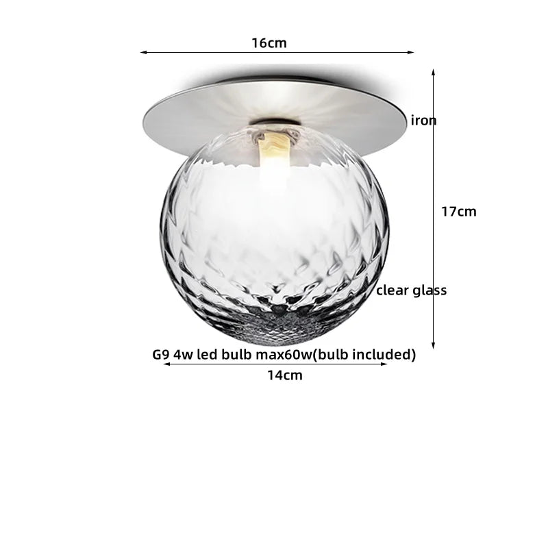 Iron Glass LED Ceiling Lamp Ball Shape Modern Living Room Light Fixtures