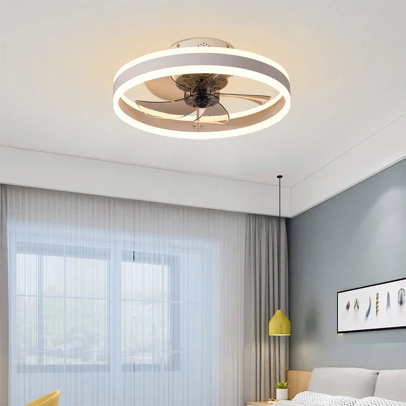 Modern LED Ceiling Fan Light with Remote Control Timer for Living Room