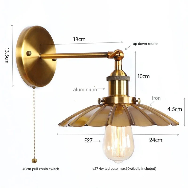 Afralia™ Iron LED Wall Lamp Vintage Style Wandlamp Industrial Luminaire