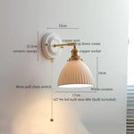 White Glass LED Wall Lights Pull Chain Switch Copper Arm - Bedroom Stair Living Room Mirror Bedside Lamp