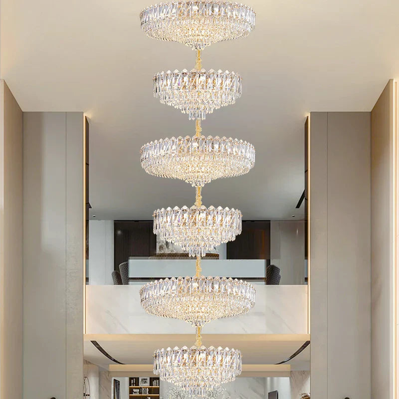 Crystal Duplex Chandelier: New Light Luxury Post-Modern Hall Lighting for High Living Room