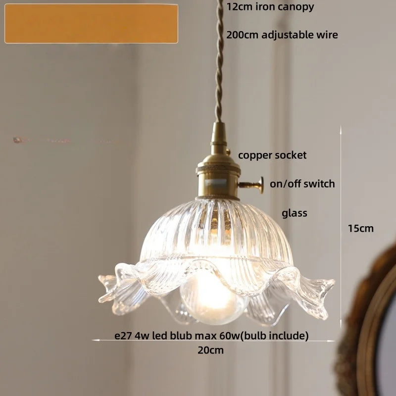 Walnut Wood & Glass LED Pendant Lamp Modern Nordic Style