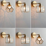 Glass LED Wall Light with Pull Chain Switch, Rotating Japanese Style Bedside Lamp