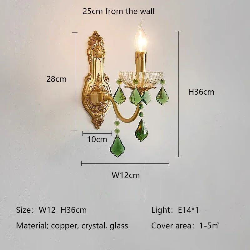 Green Crystal Chandelier for Living Room - Bohemian Style LED Pendant Lighting