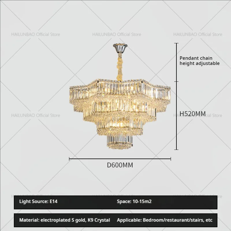 Light Crystal Chandelier: European Style for Living, Dining & Study Rooms