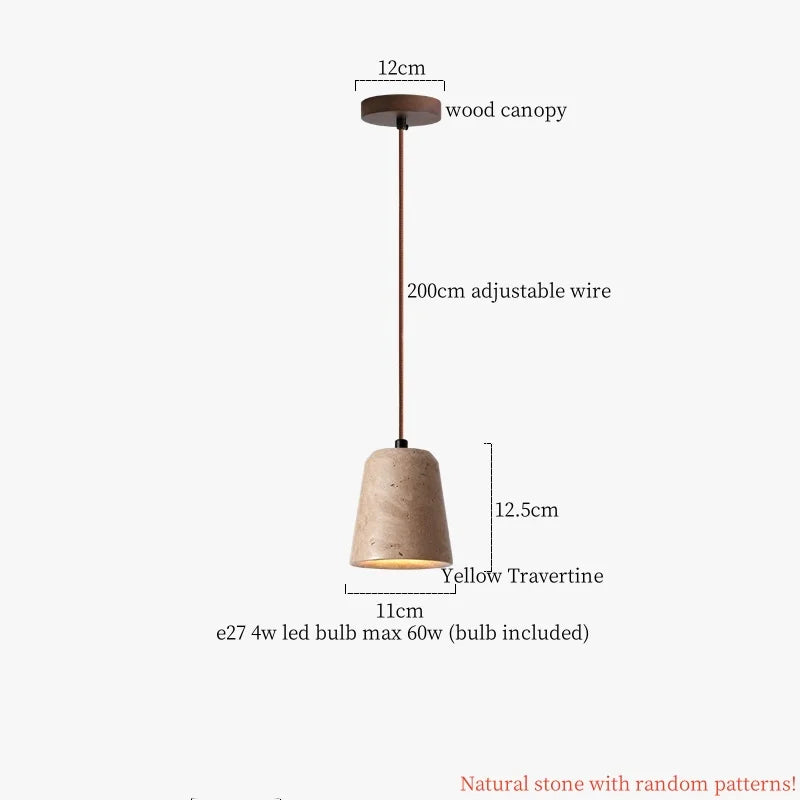 Yellow Travertine Pendant Light: Nordic Minimalism LED Hanging Lamps for Home Decoration