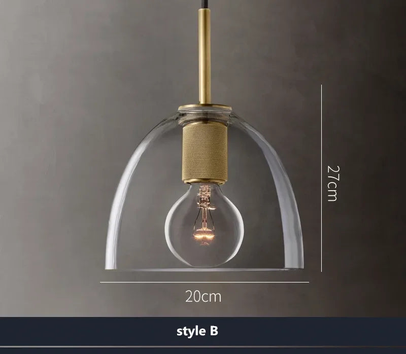 Clear Glass LED Pendant Light Gold Metal ChandelierMarshalAsLED Hanging Lamp