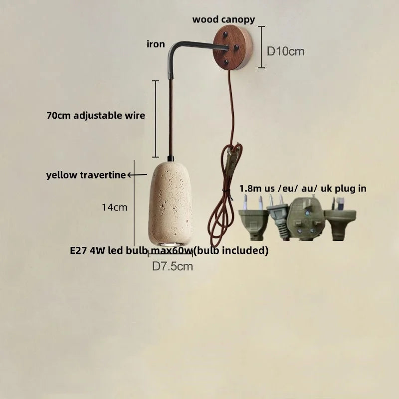 LED Travertine Stone Wall Lamp - Modern Nordic Stair Light