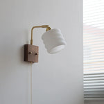 Walnut Wood LED Wall Sconce Rotatable Glass Bedside Lamp Nordic Modern