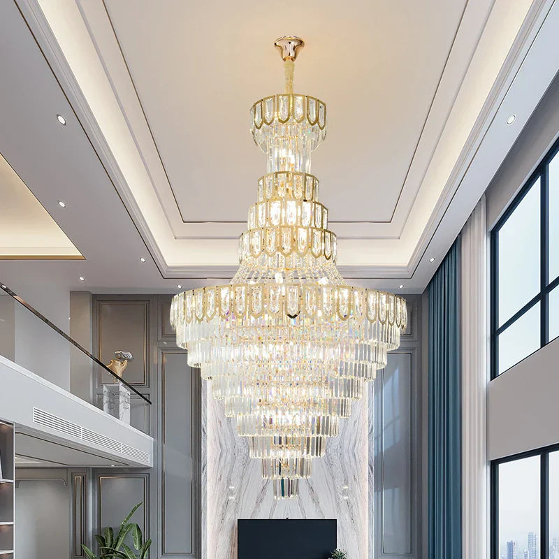 Modern Crystal Loft Chandelier for Luxury Attic Living Room