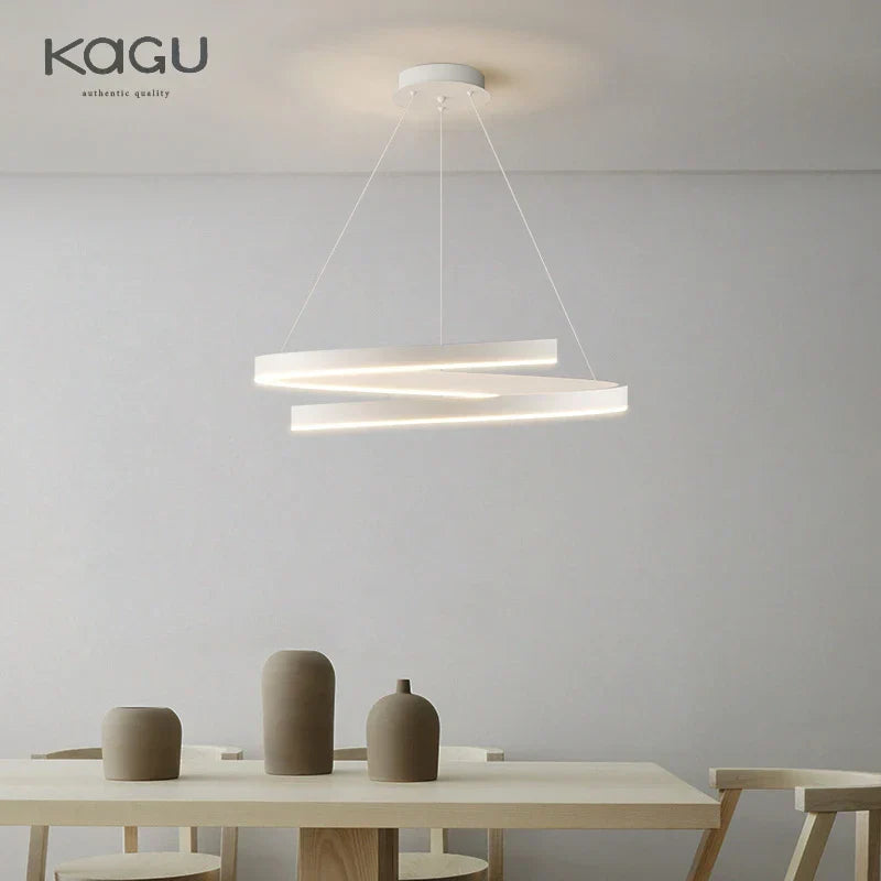 Round Spiral Chandelier in Black/White For Living Dining Kitchen Room Lighting Fixtures