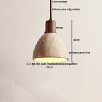 Yellow Travertine Wood Base LED Pendant Lights - Modern Adjustable Hanging Lamp