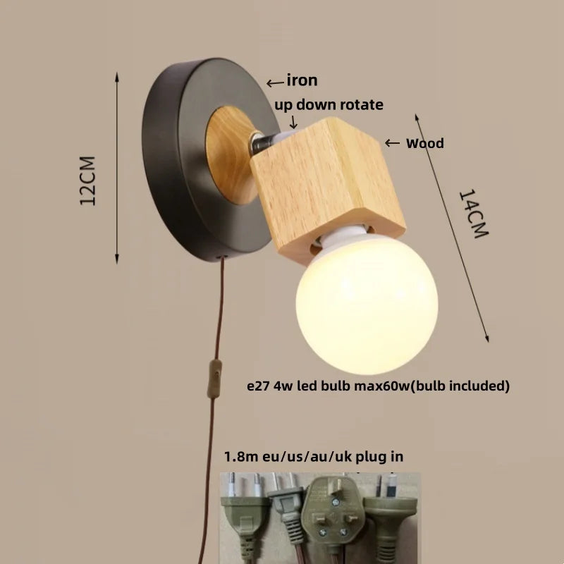 Afralia™ Nordic LED Wall Lamps Up Down Rotate Wood Iron Stair Light Fixtures