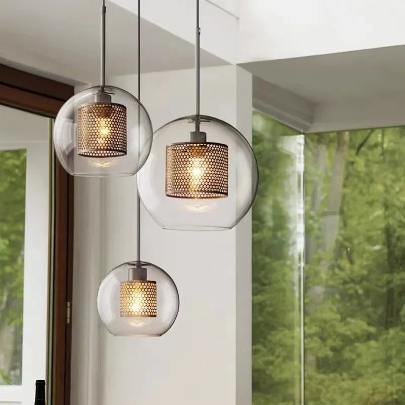 Nordic Glass Pendant Light for Kitchen Coffee Bar Dining