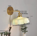 Yellow Glass LED Wall Light Fixture Modern Bedside Lamp Rotation Hallway Aisle