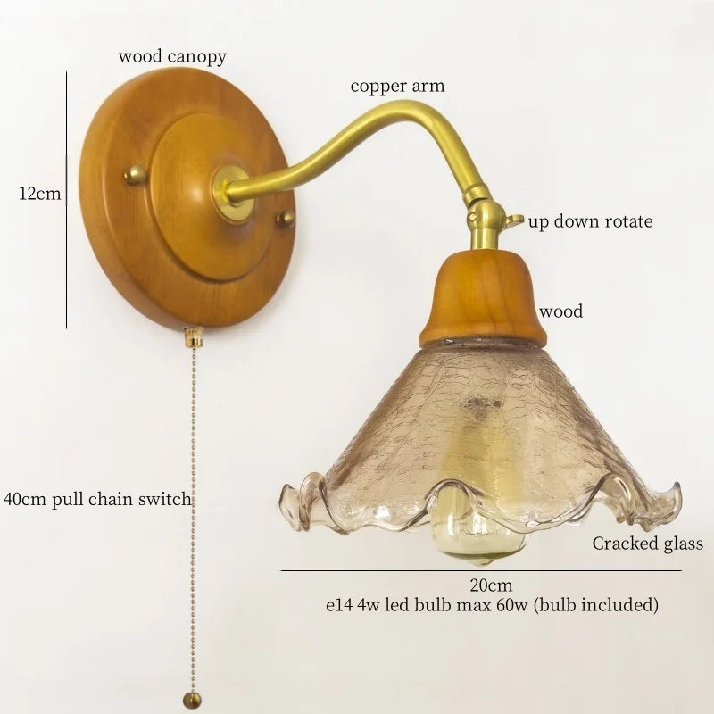 Afralia™ Cracked Glass LED Wall Lights - Vintage Copper Finish