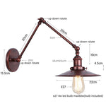 Vintage Industrial Long Arm Adjustable LED Wall Sconce Pull Chain Switch Bedside Lamp