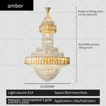 Round Villa Crystal Chandelier Modern Luxury Staircase Light Atmospheric Foyer Dining Room