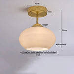 Copper Glass LED Ceiling Light for Indoor Balcony Kitchen Porch Decor