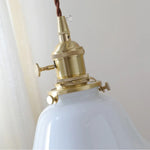 Modern White Glass Pendant Lamp Knob Switch LED Light Fixture Luminare