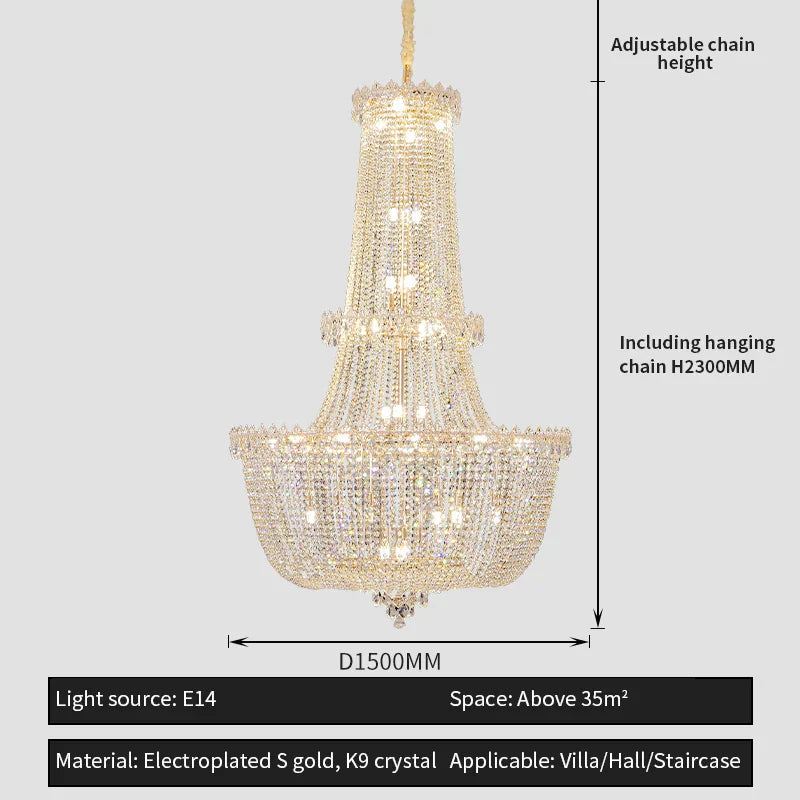 Crystal Luxe Chandelier for Villa Hotel Living Room - European Modern Style