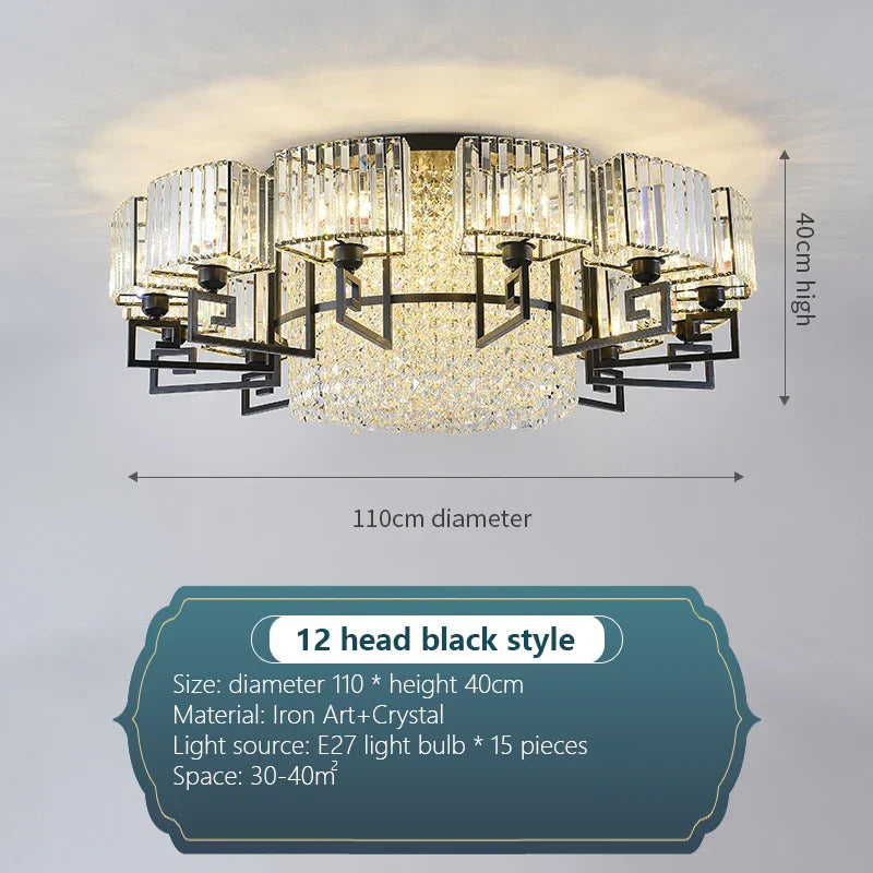 Luxury Crystal Ceiling Light for Living Room, Bedroom, Dining - Modern and Simple