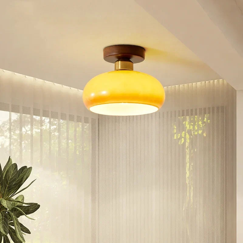 Copper Glass LED Ceiling Light - Modern Indoor Lighting for Home Decor