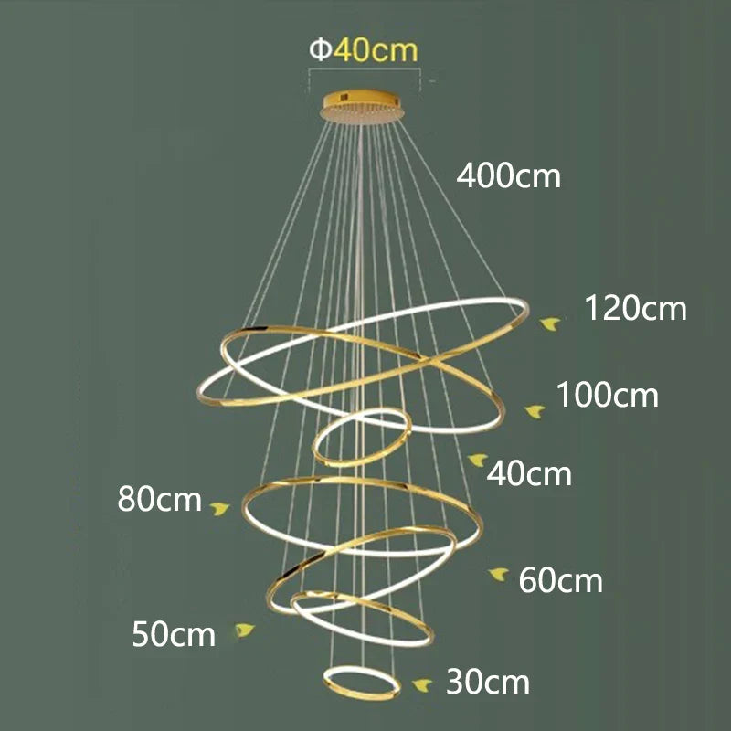 Stylish Staircase Chandeliers LED Pendant Light Lamps for Modern Living Room Lighting