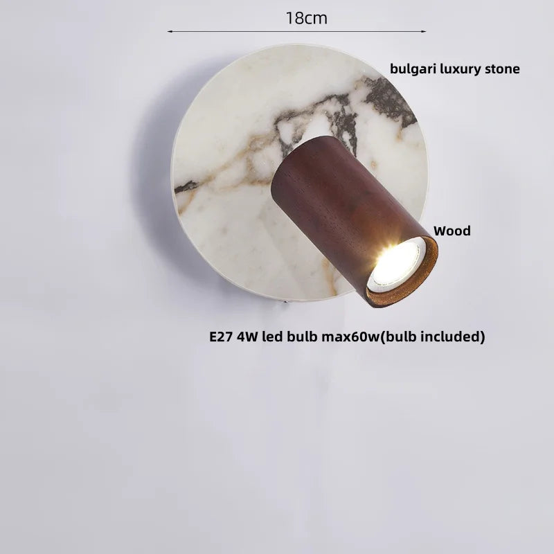 Wood & Stone LED Wall Lights - Modern Nordic Style for Home Decor