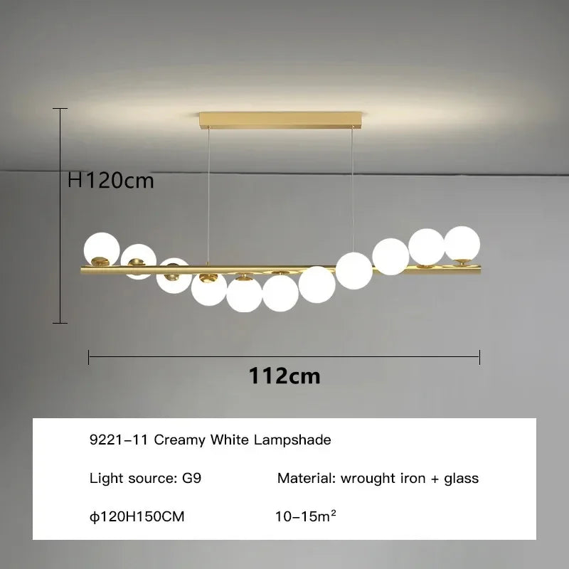 Nordic Gold Glass Ball Chandelier for Dining Room Kitchen Island