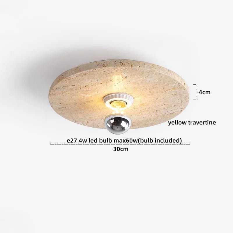Yellow Travertine LED Ceiling Lamp Nordic Modern Fixture for Bedroom and Bar