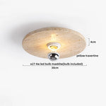 Yellow Travertine LED Ceiling Lamp Wood Canopy Nordic Modern Light Fixture