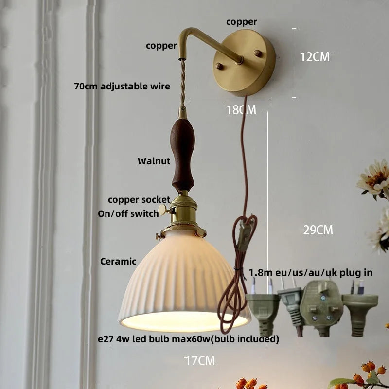 Walnut Wood LED Wall Sconce - Modern Nordic Stair Light Fixture