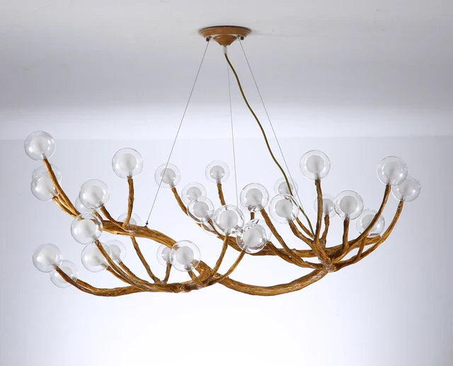 Retro LED Chandelier Living Room Study Bedroom Art Brown Pendant Light