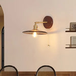 Copper Glass LED Wall Sconce Pull Chain Switch Stair Light