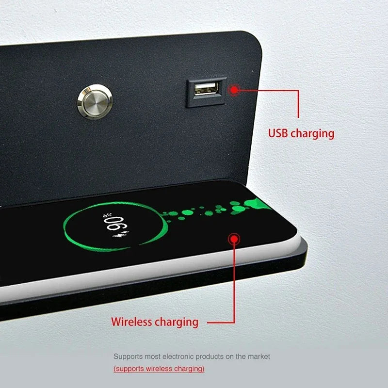 Wireless Charging Wall Lamp USB GU10 5W Switch Sconce for Modern Interior Lighting