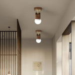 Cube Wood Copper LED Ceiling Light Fixture Vintage Loft Ceiling Lamp