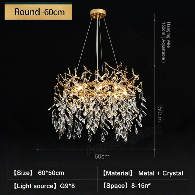 Luxury Crystal Chandeliers: Modern Metal Hanging Lamp for Dining Living Room Hotel Hall